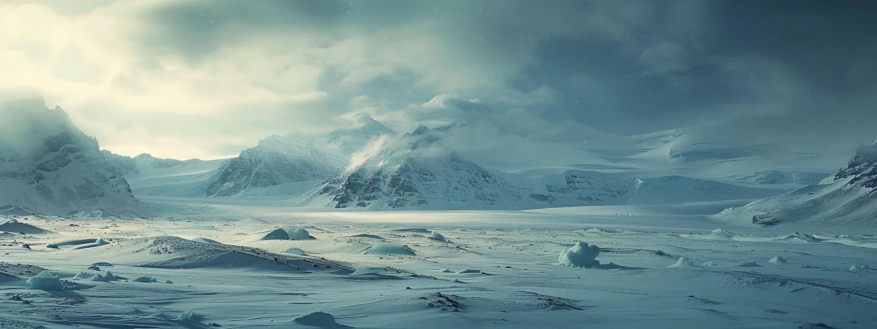 an awe-inspiring polar landscape showcasing pristine icebergs and majestic glaciers under a vivid sky, highlighting the serene beauty and stark contrasts of arctic and antarctic environments.