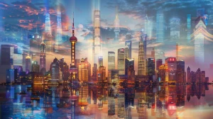 a vibrant collage of iconic global landmarks and bustling urban landscapes, seamlessly blending diverse cultures and adventurous experiences, set against a dynamic city skyline at dusk, showcasing the excitement of travel for 2025 journeys.