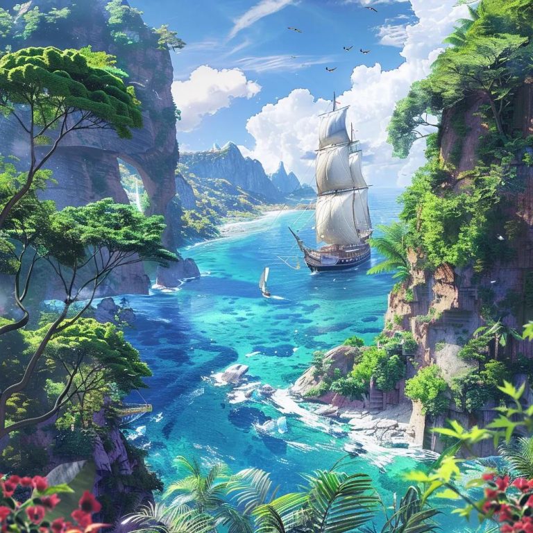 Small ship expedition sailing in pristine waters, representing sustainable tourism and eco-friendly adventures