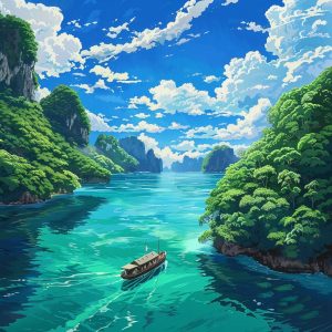 Small ship sailing in clear waters, representing unique travel experiences and intimate voyages