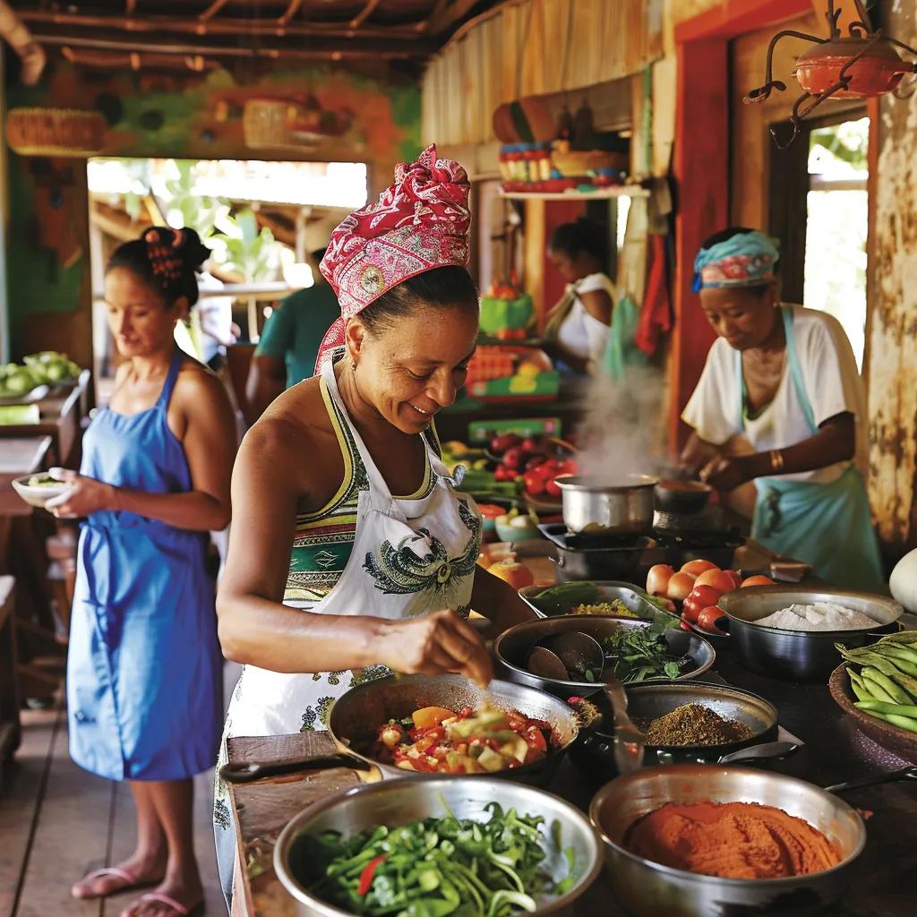 Travelers participating in a cooking workshop with local artisans, illustrating authentic cultural immersion on small ship cruises